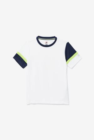 FILA Core Doubles Crew Clothing White / Navy / Light Green,Kids Tennis | CA.PONJFR280